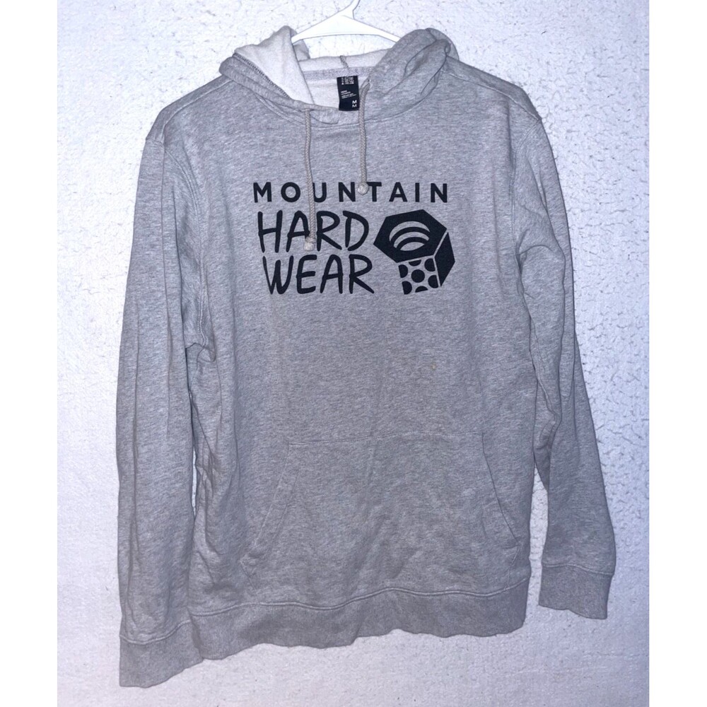 Mountain Hardwear Y2K Mens sz M Gray Graphic Logo Pullover Hoodie Sweatshirt